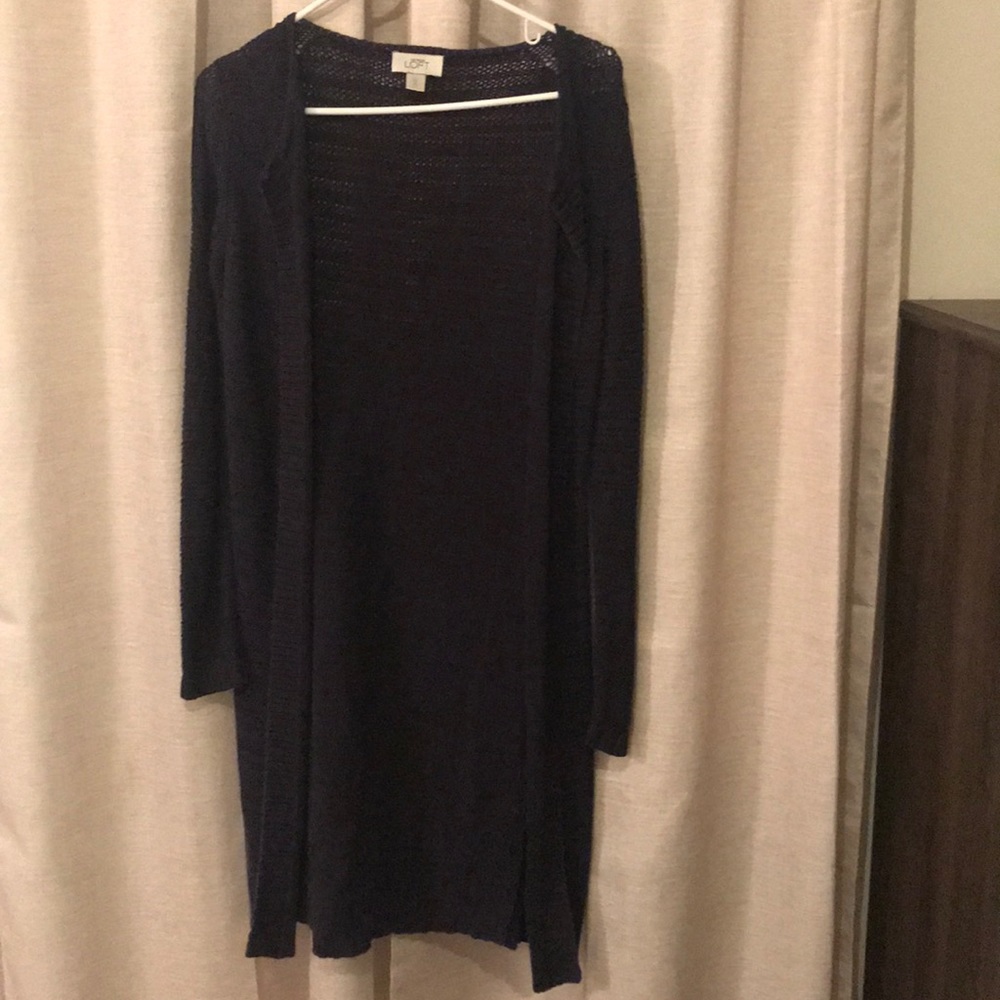 Loft Navy Knitted Long Cardigan
